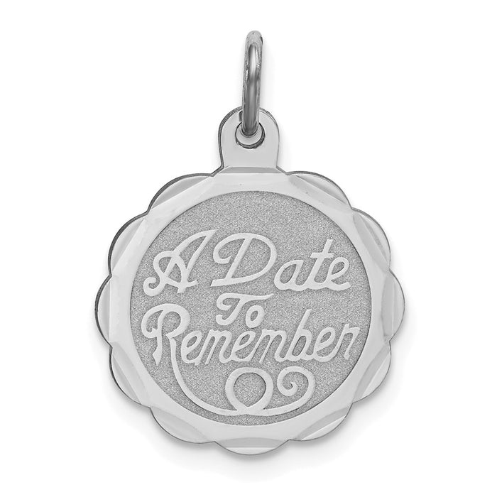 Million Charms 925 Sterling Silver Rhodium-Plated A Date To Remember Disc Charm