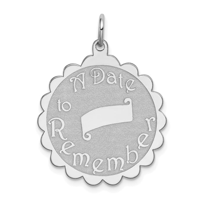Million Charms 925 Sterling Silver Rhodium-Plated A Date To Remember Disc Charm