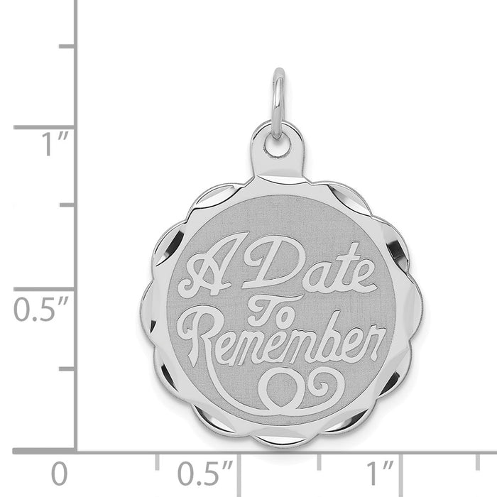 Million Charms 925 Sterling Silver Rhodium-Plated A Date To Remember Disc Charm