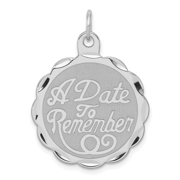 Million Charms 925 Sterling Silver Rhodium-Plated A Date To Remember Disc Charm