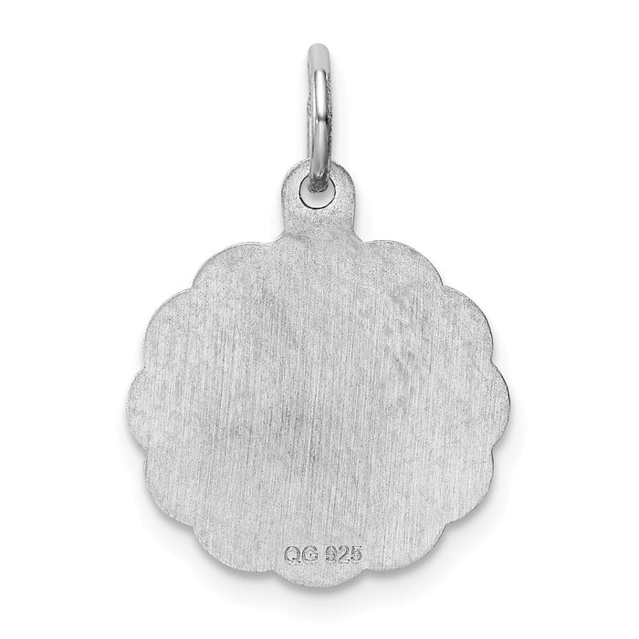 Million Charms 925 Sterling Silver Rhodium-Plated I Love You Disc Charm