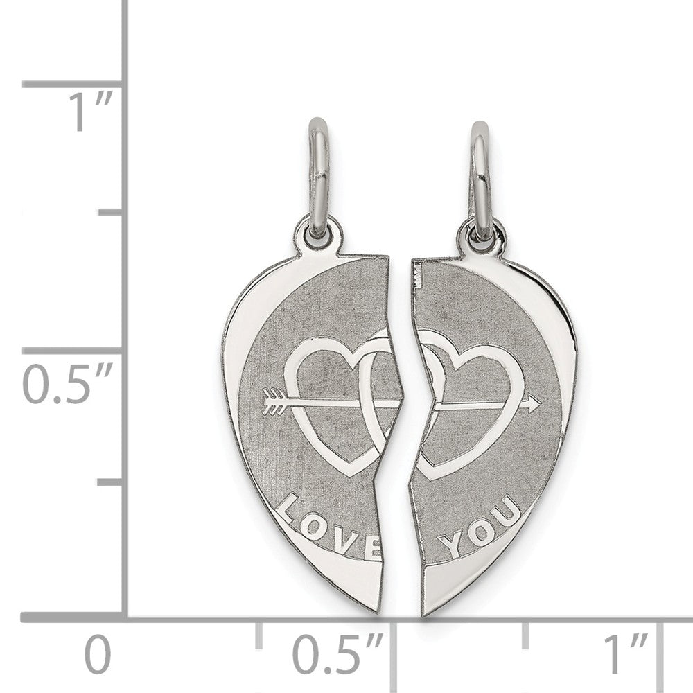 Million Charms 925 Sterling Silver Rhodium-Plated 2-Piece I Love You Disc Charm