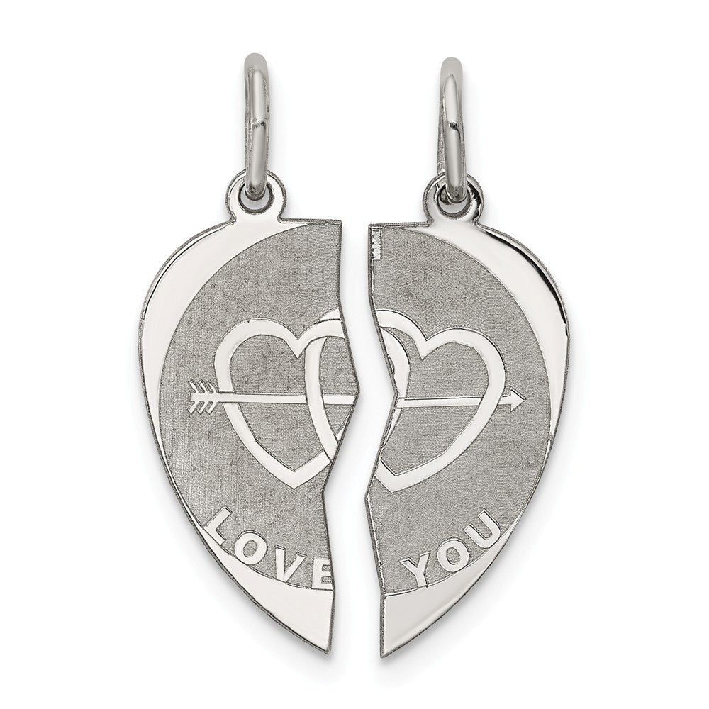 Million Charms 925 Sterling Silver Rhodium-Plated 2-Piece I Love You Disc Charm