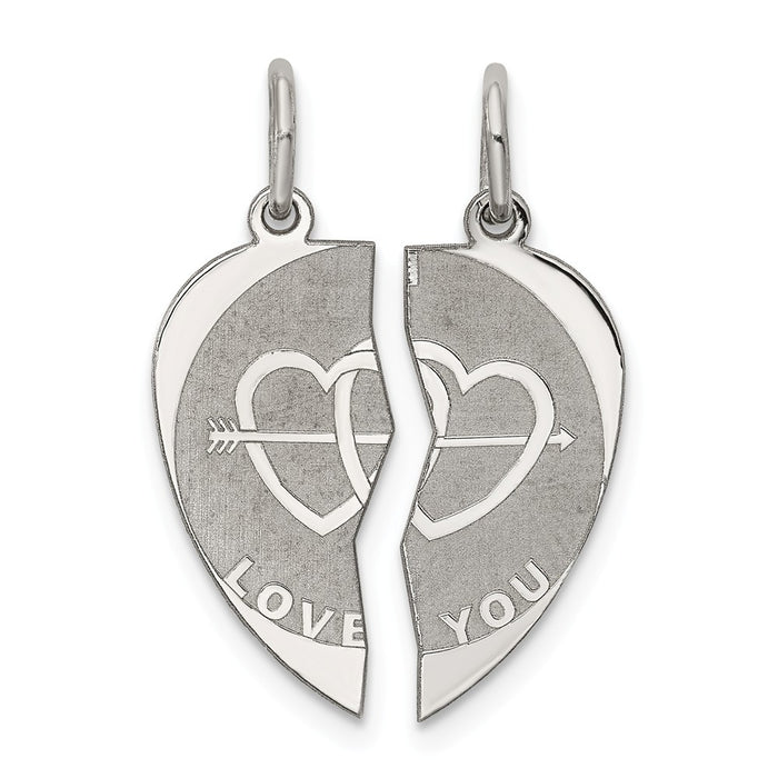 Million Charms 925 Sterling Silver Rhodium-Plated 2-Piece I Love You Disc Charm
