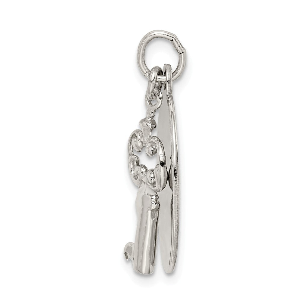 Million Charms 925 Sterling Silver Rhodium-Plated Key Charm
