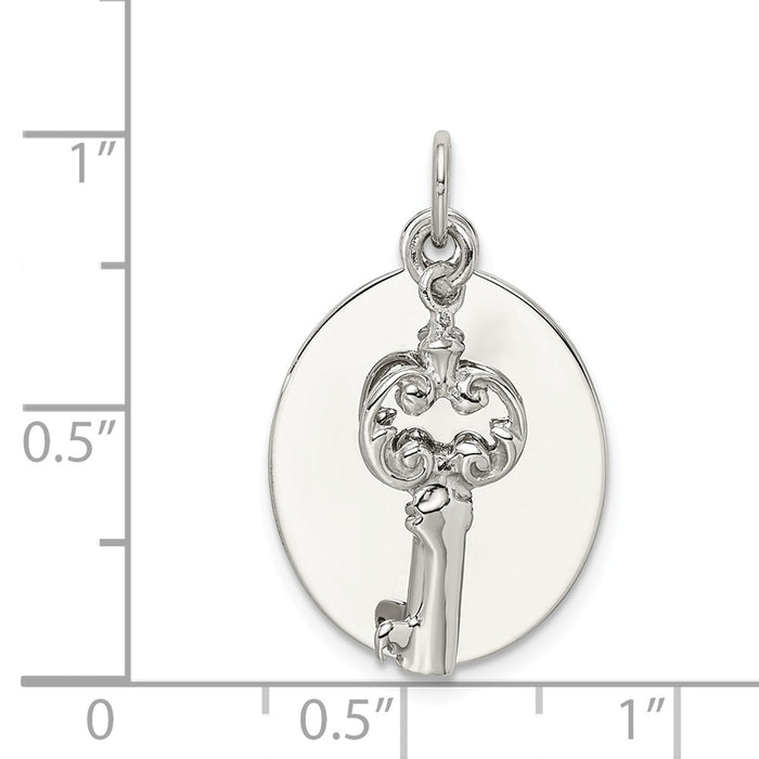 Million Charms 925 Sterling Silver Rhodium-Plated Key Charm