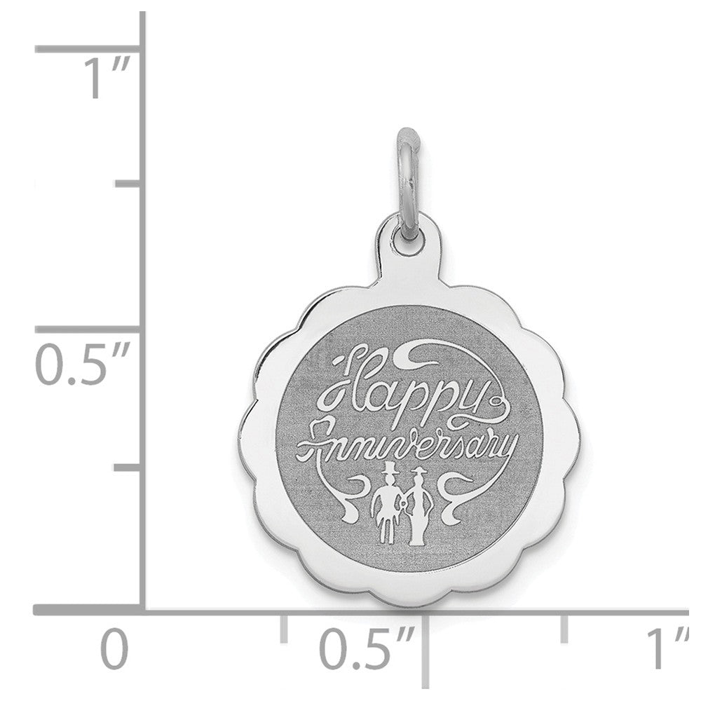Million Charms 925 Sterling Silver Rhodium-Plated Happy Anniversary Milestone Disc Charm
