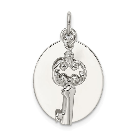 Million Charms 925 Sterling Silver Rhodium-Plated Key Charm