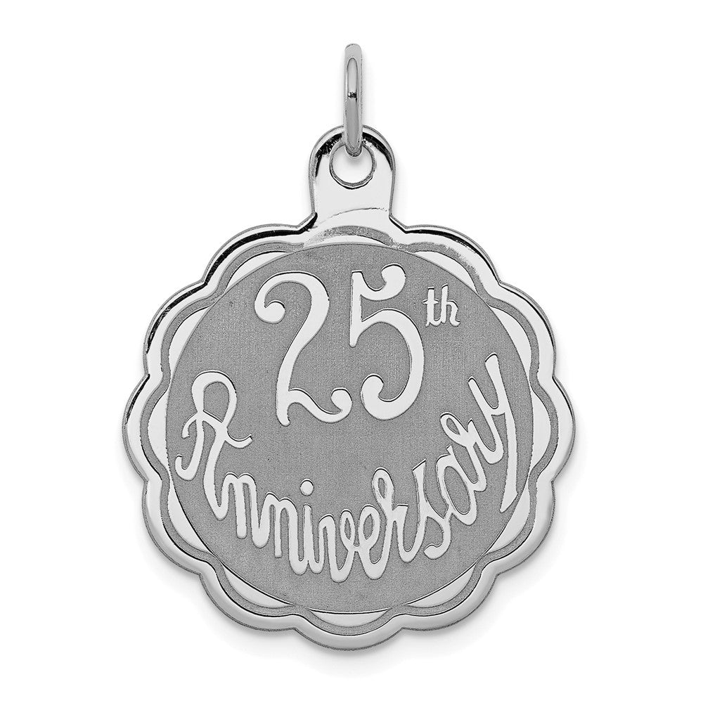Million Charms 925 Sterling Silver Rhodium-Plated 25Th Anniversary Milestone Disc Charm