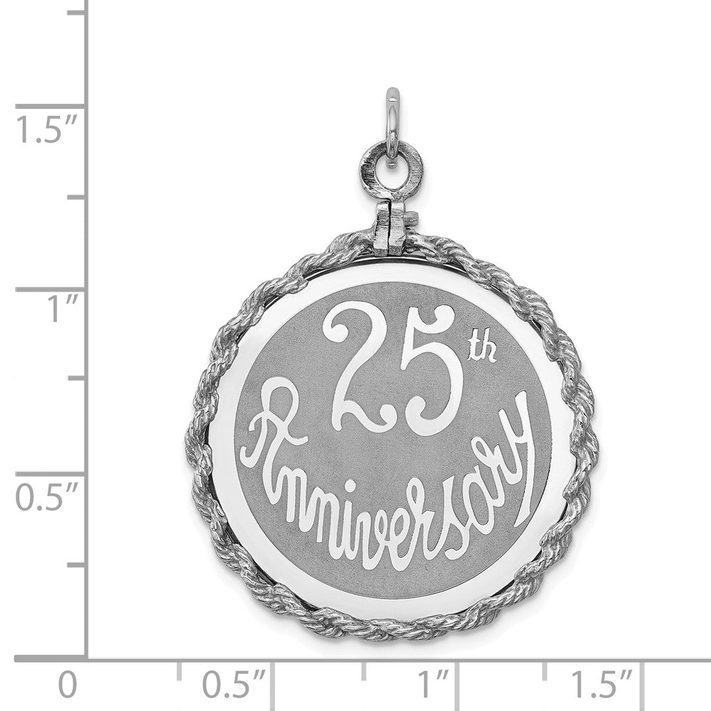 Million Charms 925 Sterling Silver Rhodium-Plated 25Th Anniversary Milestone Disc Charm
