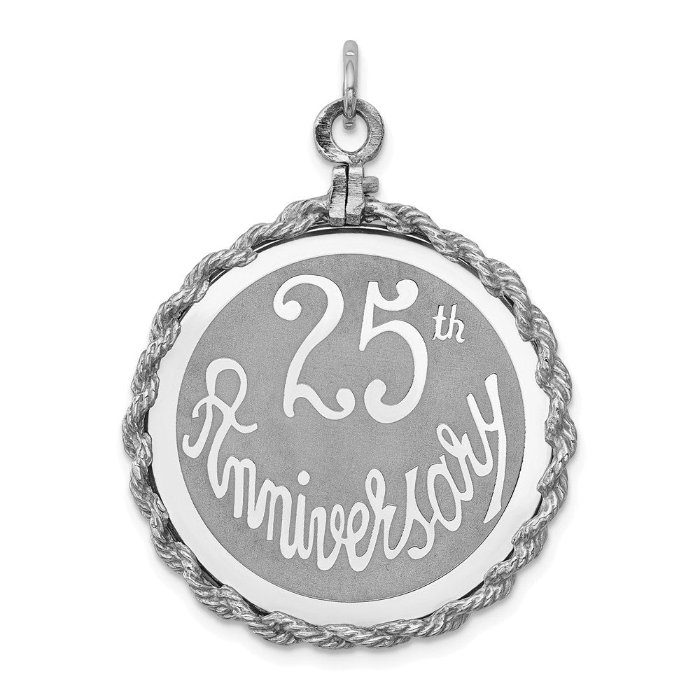 Million Charms 925 Sterling Silver Rhodium-Plated 25Th Anniversary Milestone Disc Charm