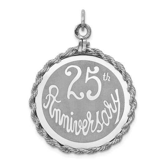 Million Charms 925 Sterling Silver Rhodium-Plated 25Th Anniversary Milestone Disc Charm