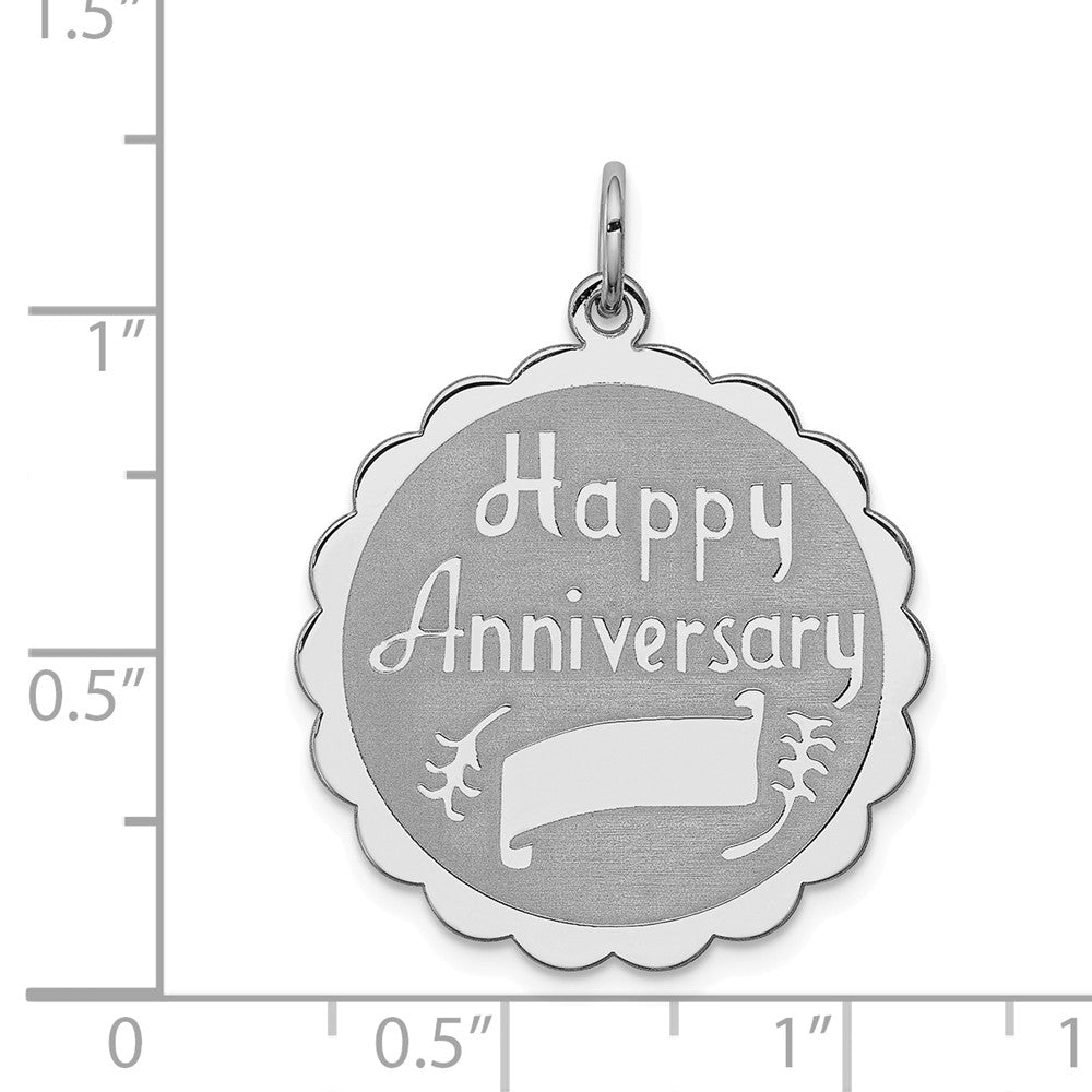 Million Charms 925 Sterling Silver Rhodium-Plated Happy Anniversary Milestone Disc Charm