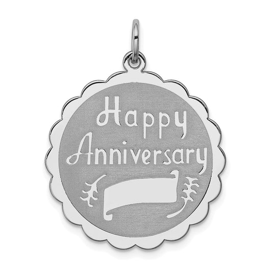 Million Charms 925 Sterling Silver Rhodium-Plated Happy Anniversary Milestone Disc Charm