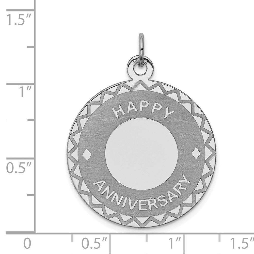 Million Charms 925 Sterling Silver Rhodium-Plated Happy Anniversary Milestone Disc Charm