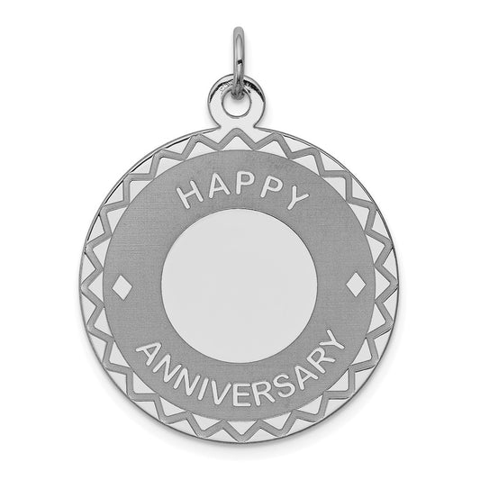 Million Charms 925 Sterling Silver Rhodium-Plated Happy Anniversary Milestone Disc Charm