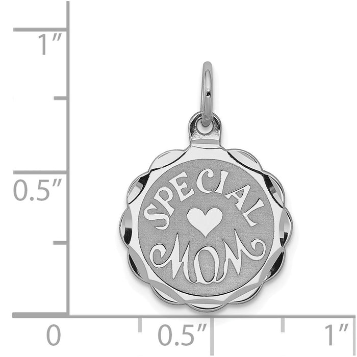 Million Charms 925 Sterling Silver Rhodium-Plated Special Mom Disc Charm