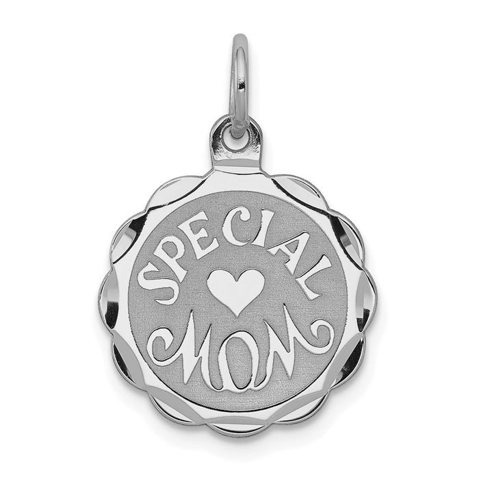 Million Charms 925 Sterling Silver Rhodium-Plated Special Mom Disc Charm