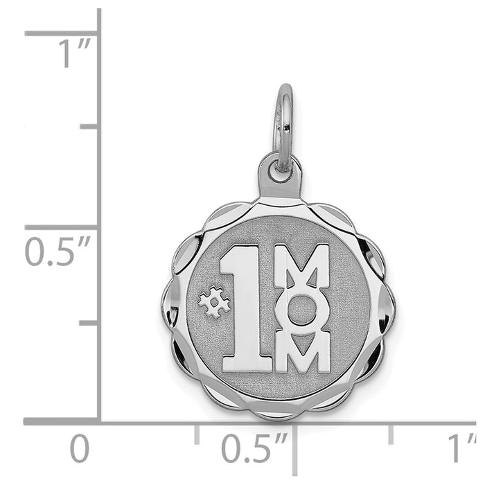 Million Charms 925 Sterling Silver Rhodium-Plated #1 Mom Disc Charm