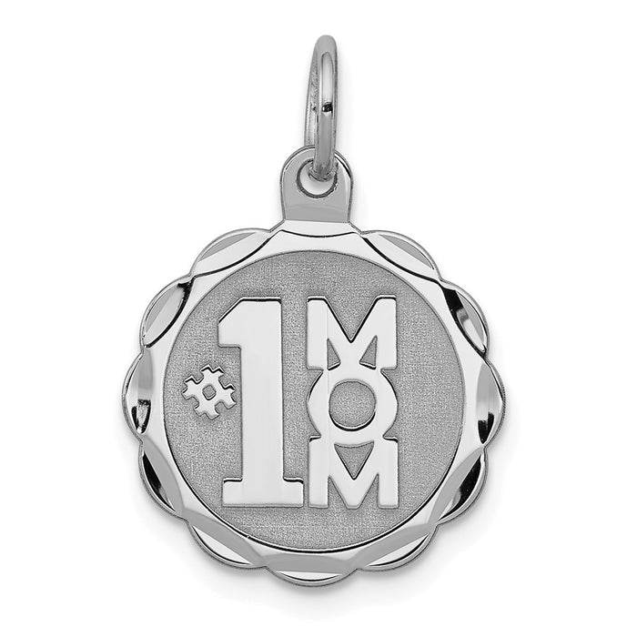 Million Charms 925 Sterling Silver Rhodium-Plated #1 Mom Disc Charm