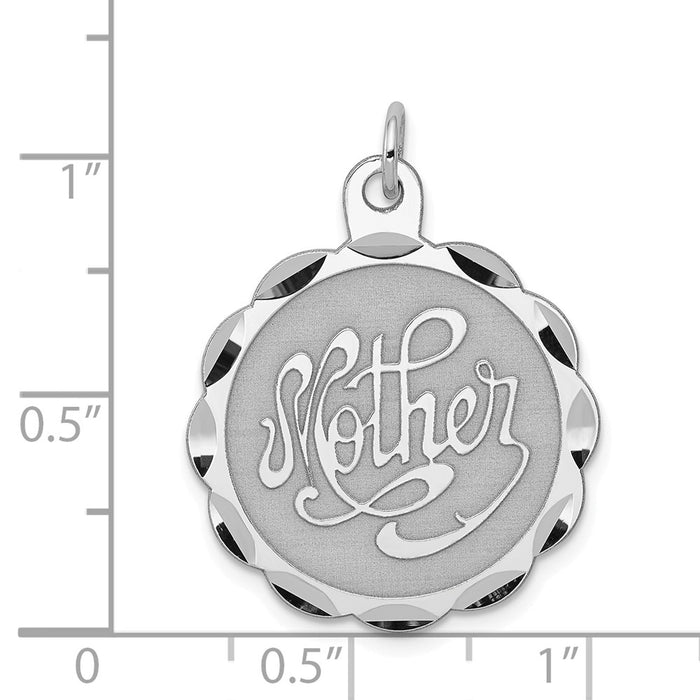 Million Charms 925 Sterling Silver Rhodium-Plated Mother Disc Charm