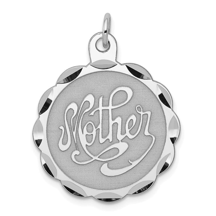 Million Charms 925 Sterling Silver Rhodium-Plated Mother Disc Charm