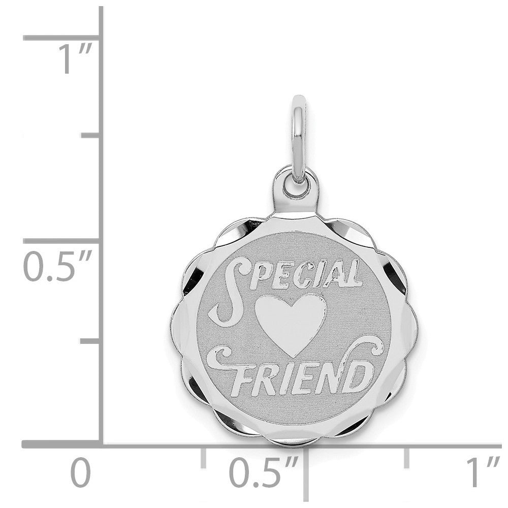 Million Charms 925 Sterling Silver Rhodium-Plated Special Friend Disc Charm