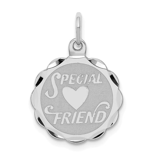 Million Charms 925 Sterling Silver Rhodium-Plated Special Friend Disc Charm