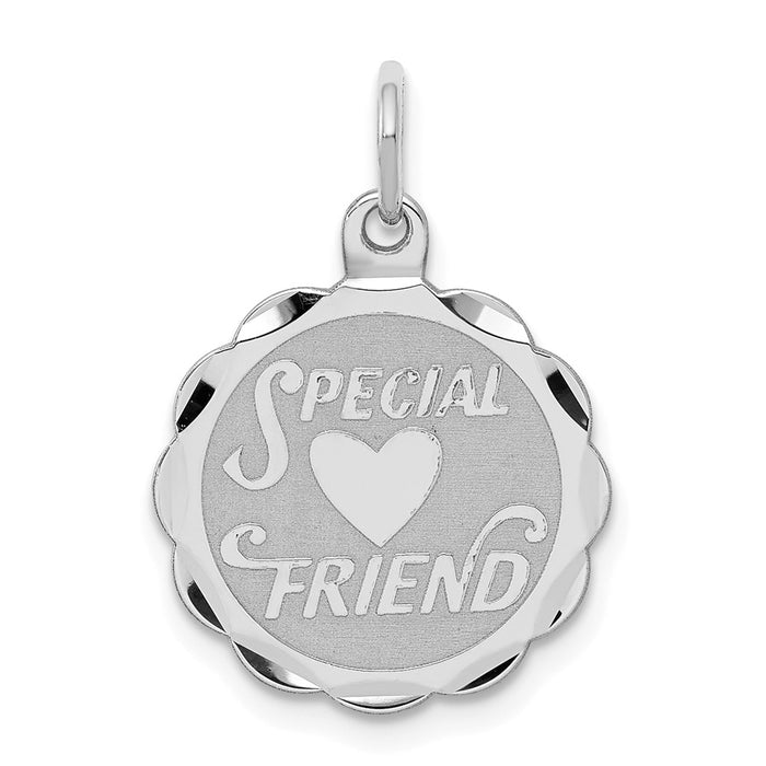 Million Charms 925 Sterling Silver Rhodium-Plated Special Friend Disc Charm