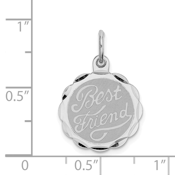 Million Charms 925 Sterling Silver Rhodium-Plated Best Friend Disc Charm