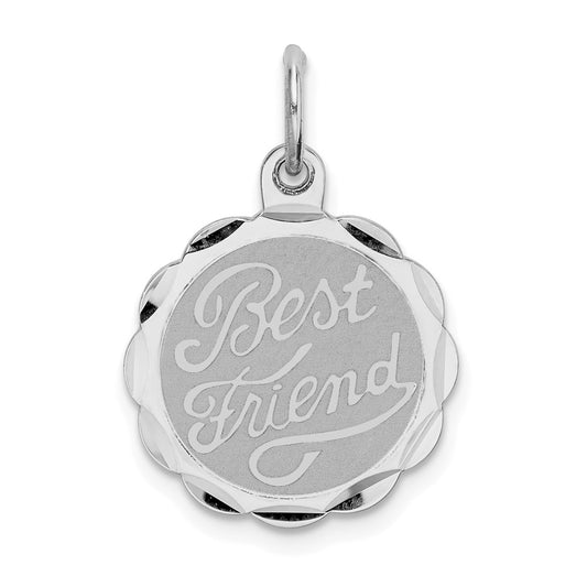 Million Charms 925 Sterling Silver Rhodium-Plated Best Friend Disc Charm