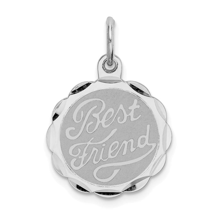 Million Charms 925 Sterling Silver Rhodium-Plated Best Friend Disc Charm