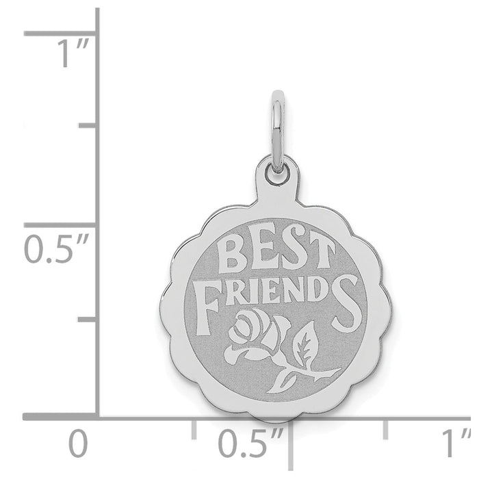 Million Charms 925 Sterling Silver Rhodium-Plated Best Friends Disc Charm