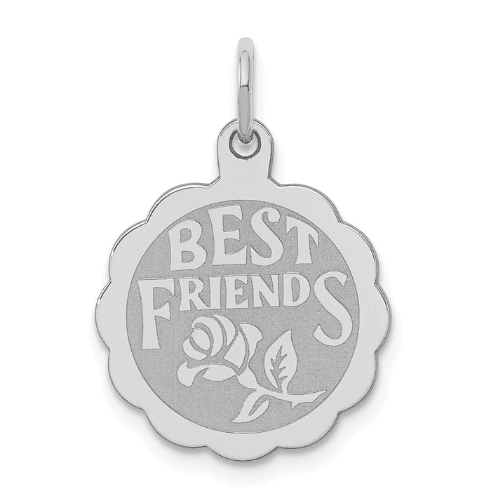 Million Charms 925 Sterling Silver Rhodium-Plated Best Friends Disc Charm