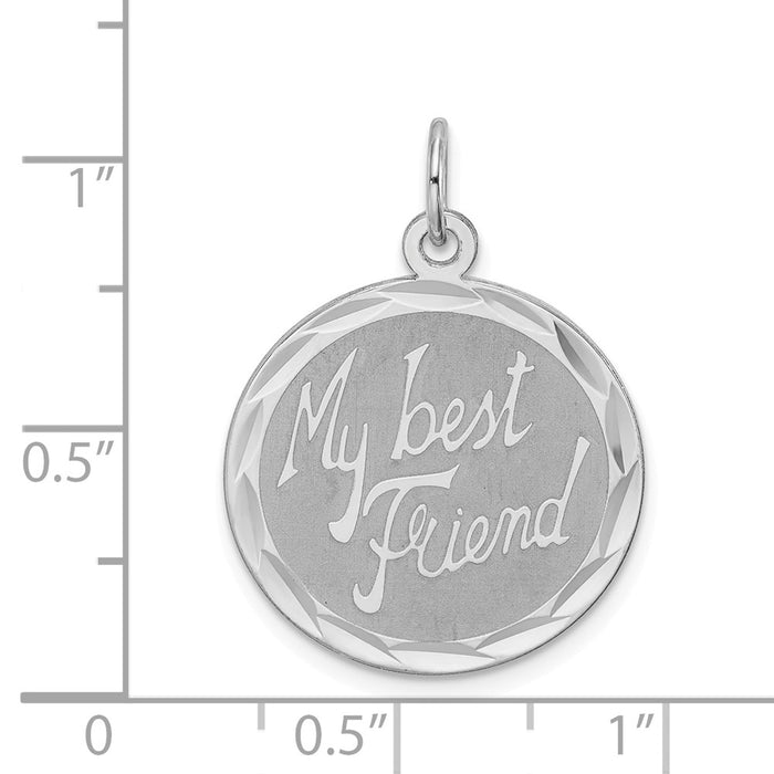 Million Charms 925 Sterling Silver Rhodium-Plated My Best Friend Disc Charm