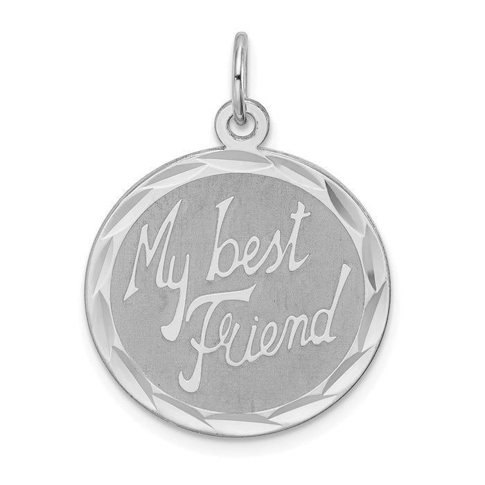 Million Charms 925 Sterling Silver Rhodium-Plated My Best Friend Disc Charm