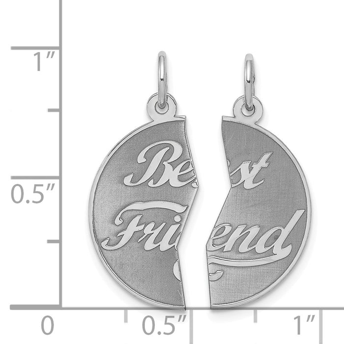 Million Charms 925 Sterling Silver Rhodium-Plated 2-Piece Best Friend Disc Charm