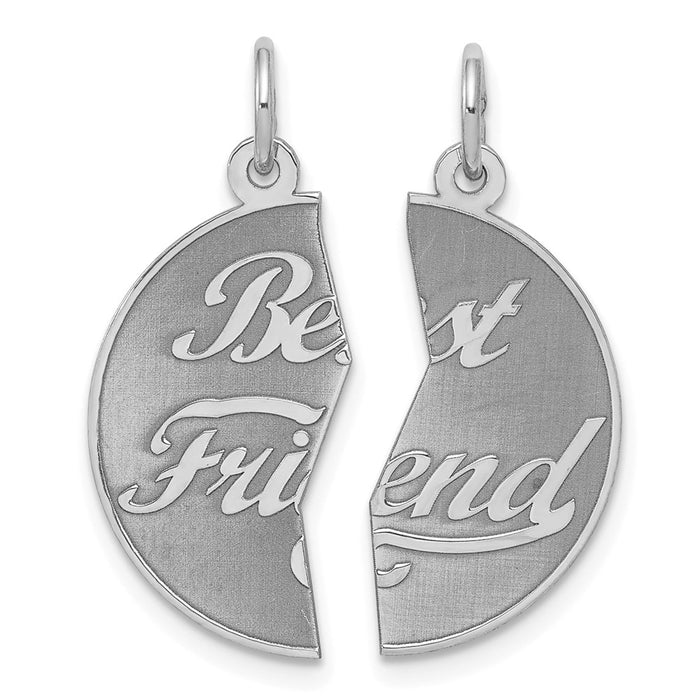 Million Charms 925 Sterling Silver Rhodium-Plated 2-Piece Best Friend Disc Charm