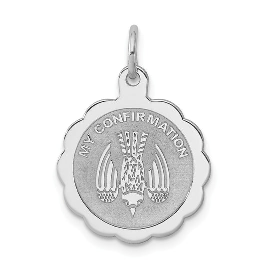 Million Charms 925 Sterling Silver Rhodium-Plated My Confirmation Disc Charm
