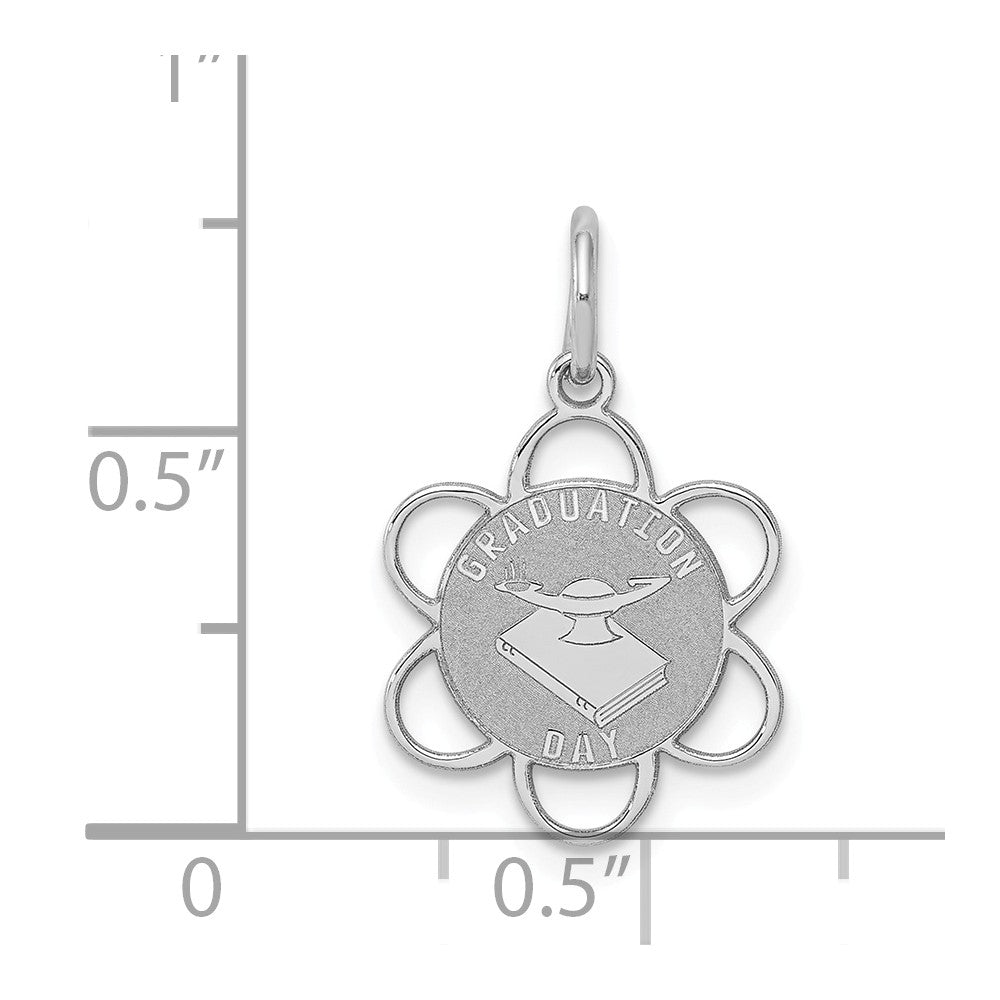 Million Charms 925 Sterling Silver Rhodium-Plated Graduation Day Disc Charm