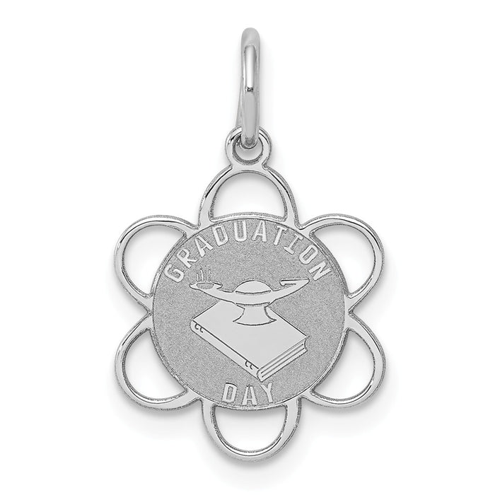 Million Charms 925 Sterling Silver Rhodium-Plated Graduation Day Disc Charm