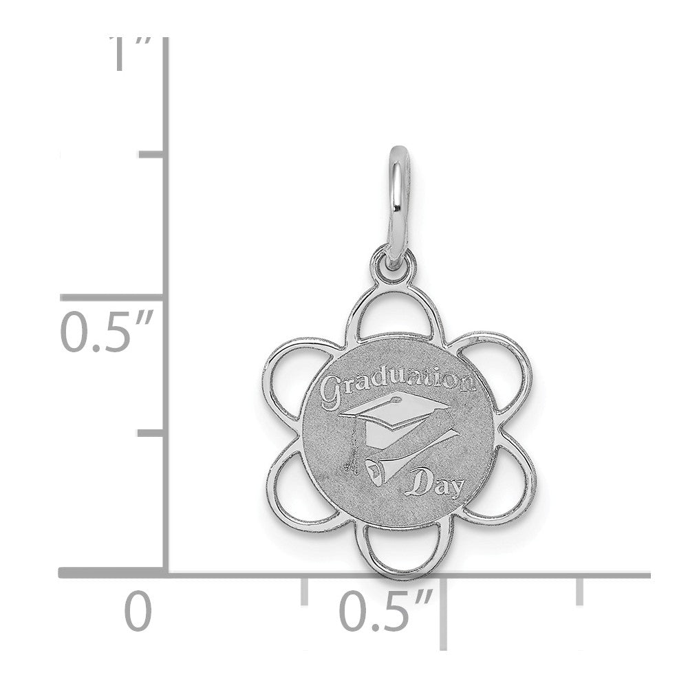 Million Charms 925 Sterling Silver Rhodium-Plated Graduation Day Disc Charm