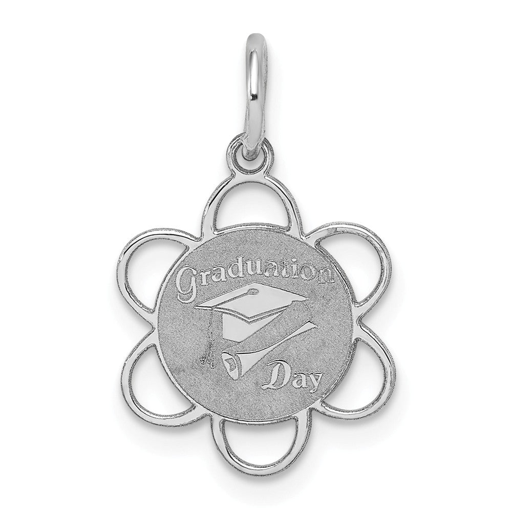 Million Charms 925 Sterling Silver Rhodium-Plated Graduation Day Disc Charm
