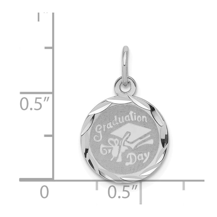 Million Charms 925 Sterling Silver Rhodium-Plated Graduation Day Disc Charm