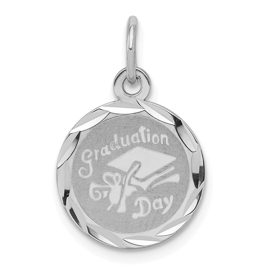 Million Charms 925 Sterling Silver Rhodium-Plated Graduation Day Disc Charm