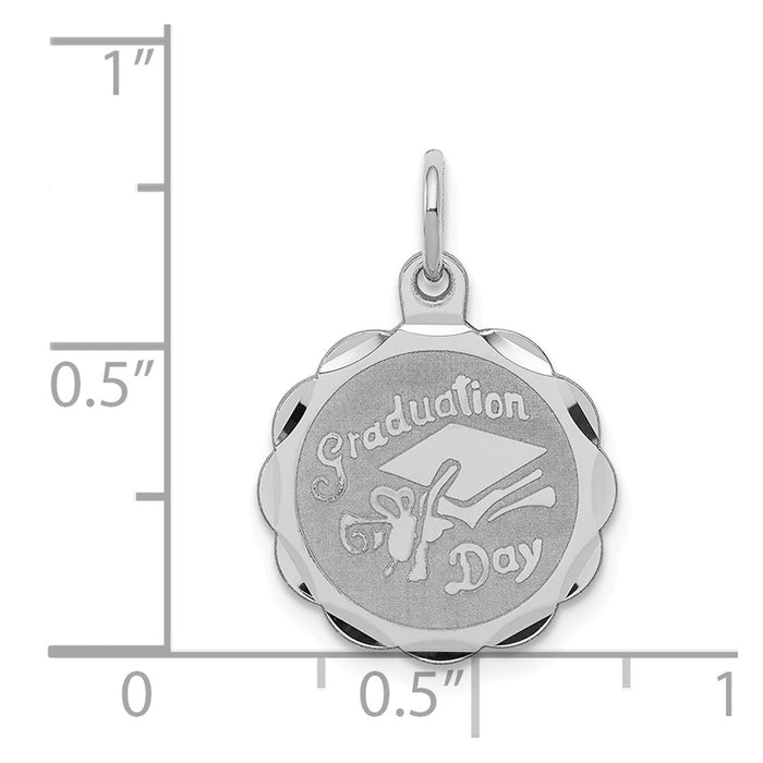 Million Charms 925 Sterling Silver Rhodium-Plated Graduation Day Disc Charm