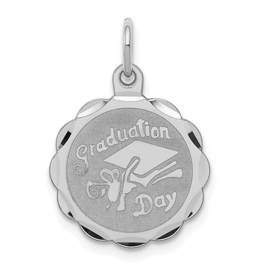 Million Charms 925 Sterling Silver Rhodium-Plated Graduation Day Disc Charm