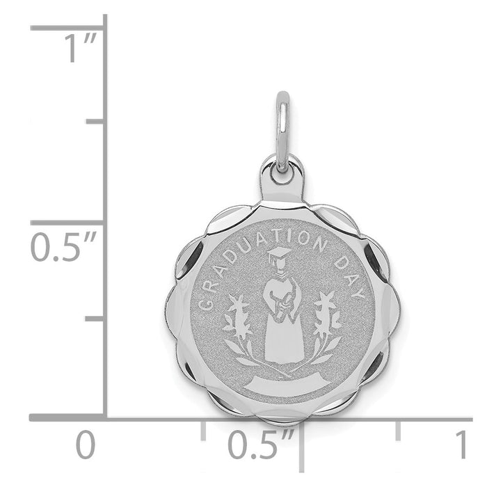 Million Charms 925 Sterling Silver Rhodium-Plated Graduation Day Disc Charm