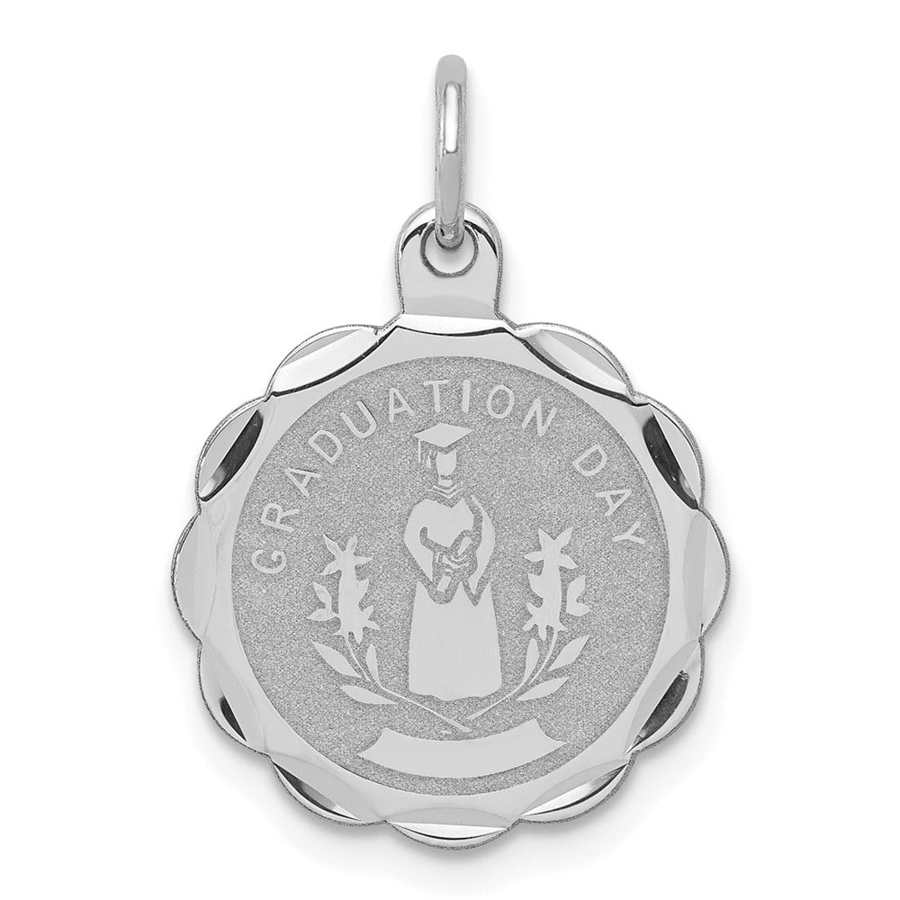 Million Charms 925 Sterling Silver Rhodium-Plated Graduation Day Disc Charm