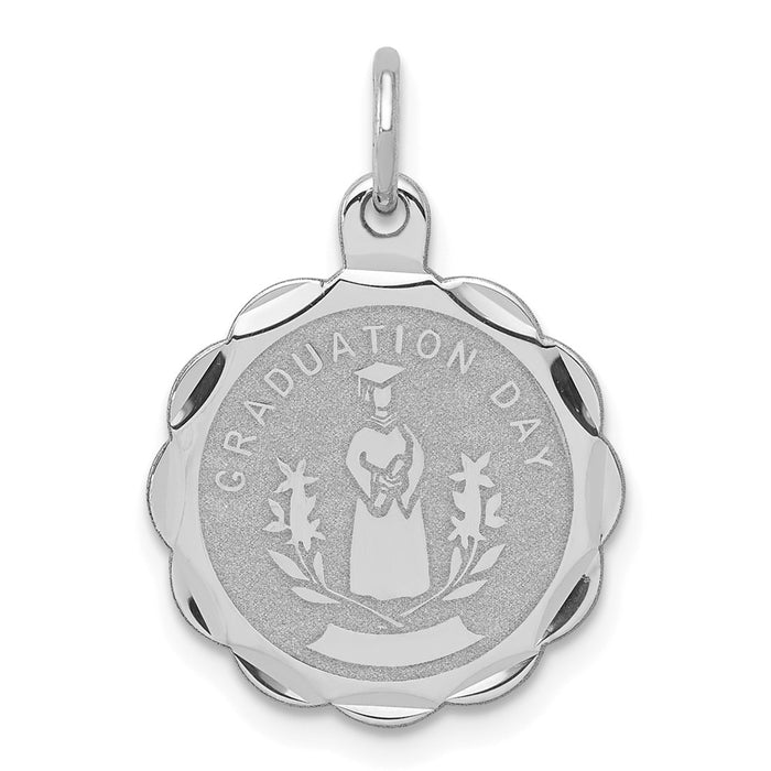 Million Charms 925 Sterling Silver Rhodium-Plated Graduation Day Disc Charm